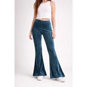 Chatoyant Teal Ribbed Bell Bottom Pants Size S Leisure Hippie Yoga Festival‎